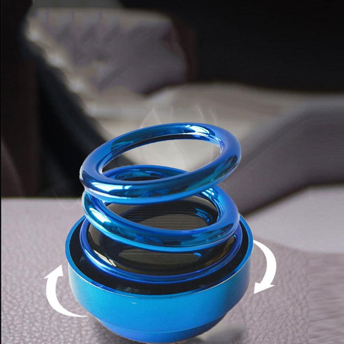 Solar Car Aromatherapy Car Creative Aluminum Alloy Rotating Double-Ring Perfume For Car Diffuser Decorative Accessories(CAR57)