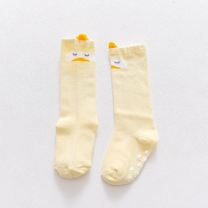 Baby Mid-length Knee-high Socks Cartoon Animals Baby Socks Autumn And Winter Non-slip Dotted Rubber Baby Socks Cotton Newborn Mid-length Knee-high Socks