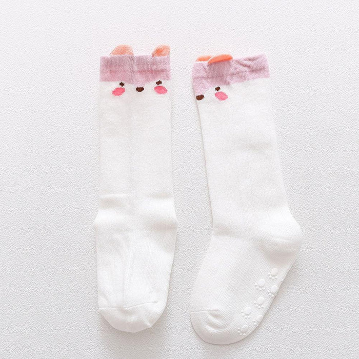 Baby Mid-length Knee-high Socks Cartoon Animals Baby Socks Autumn And Winter Non-slip Dotted Rubber Baby Socks Cotton Newborn Mid-length Knee-high Socks
