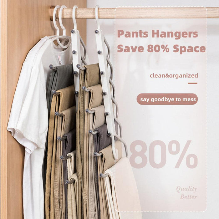 Magic Pants Hangers Foldable 6 Layers Stainless Steel Jeans Organizer for Closet