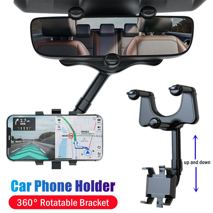 360°Rotatable and Retractable Car Phone Holder Car Rearview Mirror Bracket