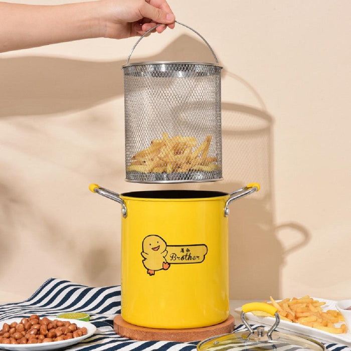 Multifunctional Deep  Fryer Pot with Lid and Basket for Tempura Chips, Fries, Fish, and Chicken