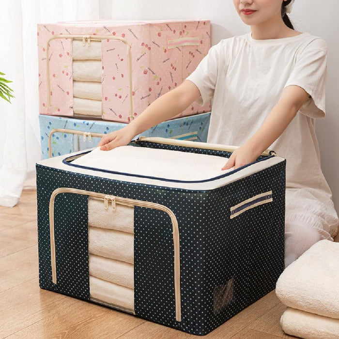 Storage Bins Boxes, Foldable Stackable Container Organizer with Metal Frame Basket, Large Clear Window, Carry Handles
