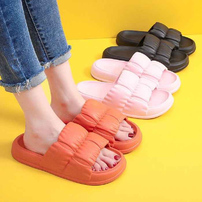 Pillow Slippers for Women Thick Sole Cloud Bathroom Slippers Non-slip Quick Drying Sandal