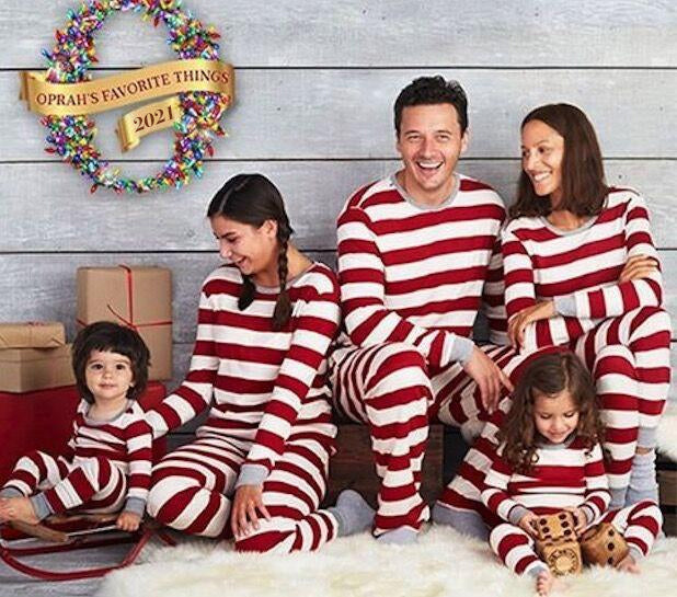 Christmas striped round collar baby pajamas set (with Pet Dog Clothes)
