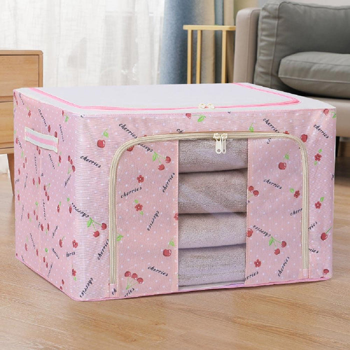 Storage Bins Boxes, Foldable Stackable Container Organizer with Metal Frame Basket, Large Clear Window, Carry Handles
