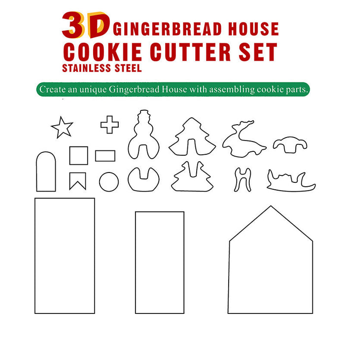 Christmas Gingerbread House Cookie Mold, 18-piece Set