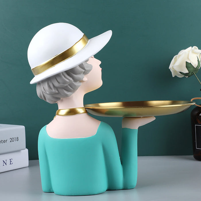Hat Girl Tray Sculpture