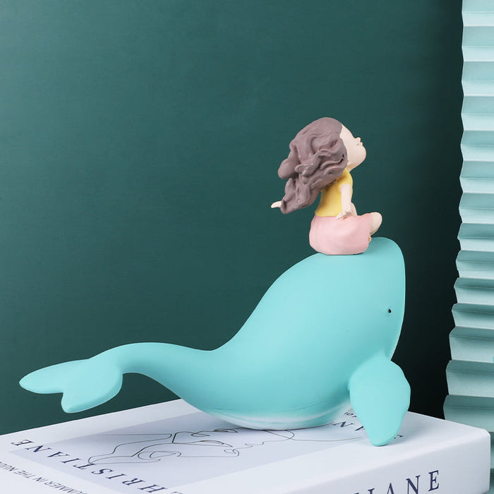 Wind Blown Whale Girl Sculpture