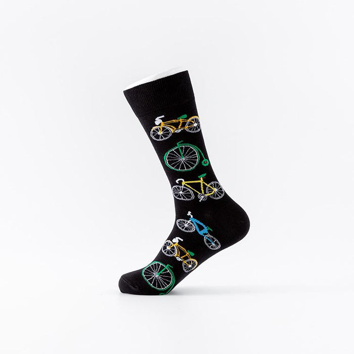 Plus-size bicycle pattern casual fashion men's socks