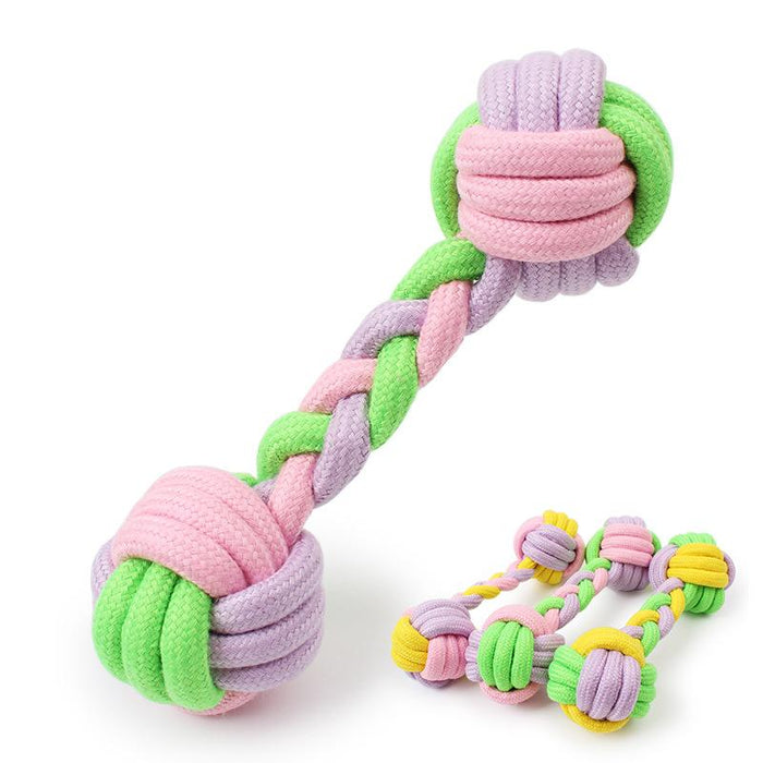 CONTRAST-COLOR BRAIDED DUMBBELL COTTON ROPE