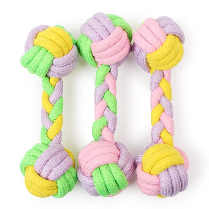 CONTRAST-COLOR BRAIDED DUMBBELL COTTON ROPE