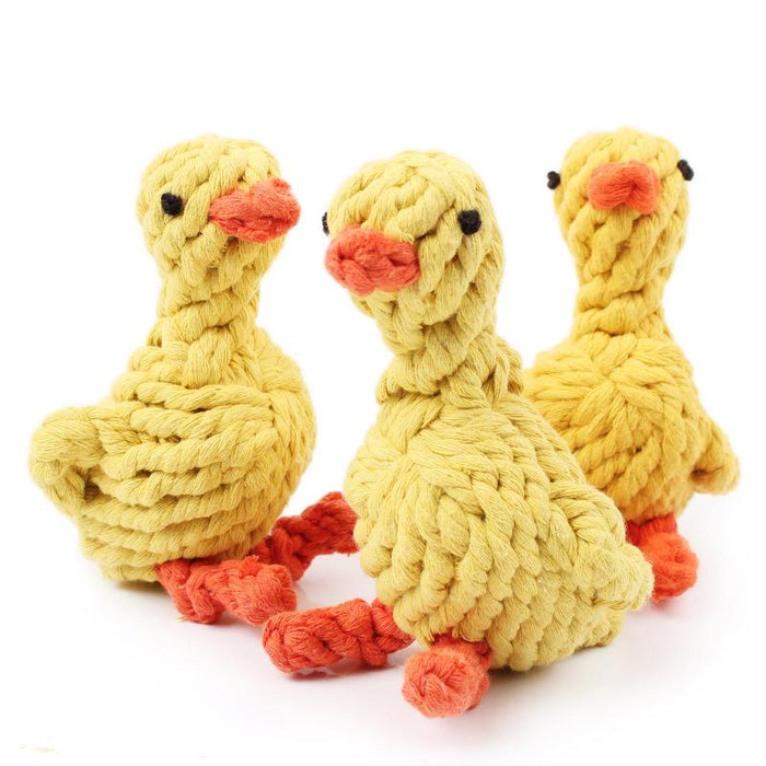 WOVEN YELLOW DUCK DOG TOY