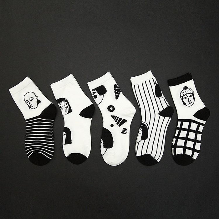 Black and White Avatar Female Socks