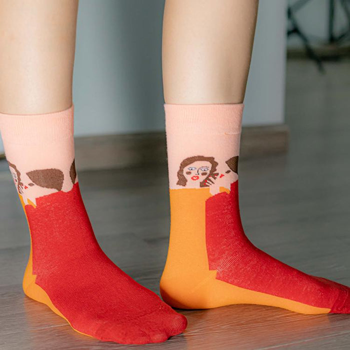 Red Style Character Girl Socks
