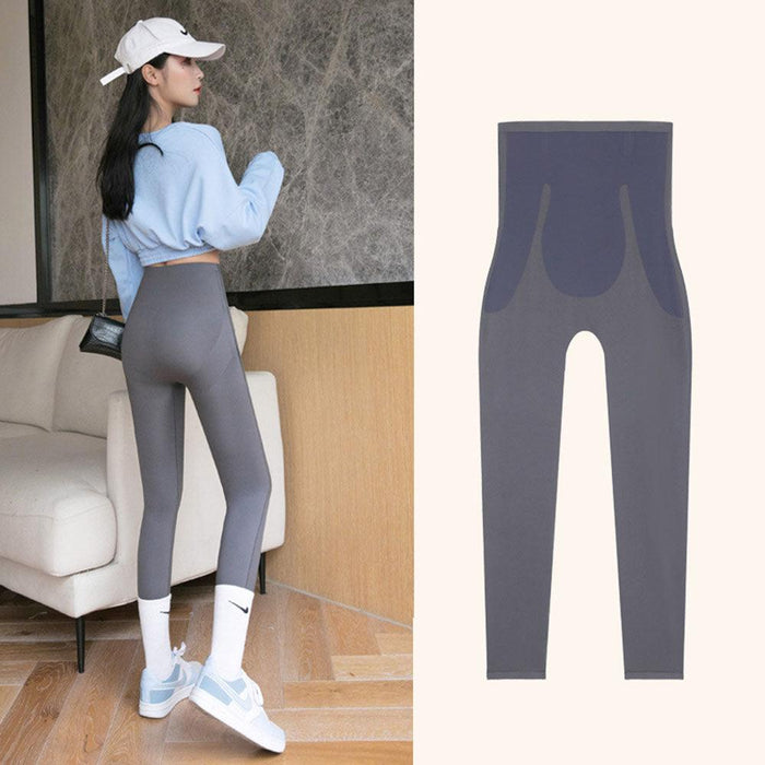Women's Outer Leggings Black and Grey  Fall Wear High Waist Stretchy Shaping Tightening Tummy Lifting Hips