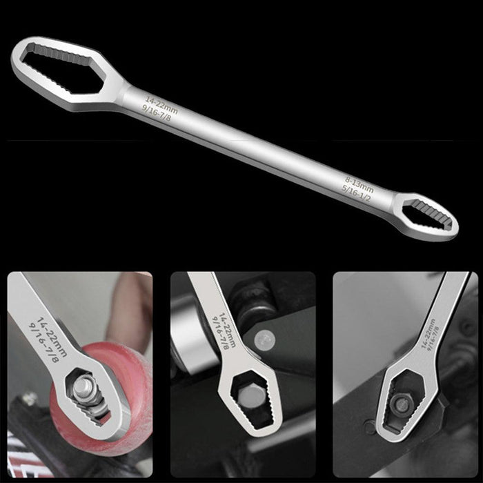 Double End Multifunctional Universal Wrench,8mm-22mm Self-Tightening Universal Wrench Repair Tools, Chrome Vanadium Steel(CAR60)