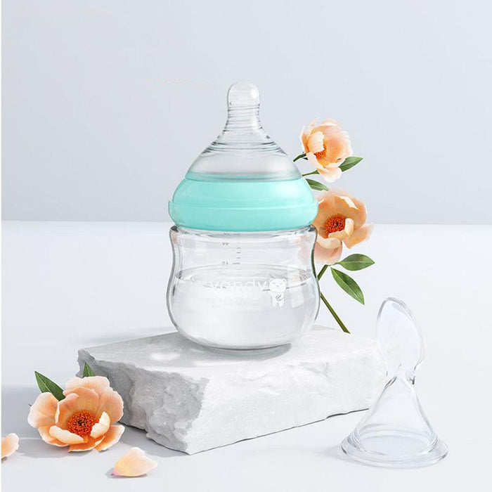 Newborn Baby Glass Bottle Anti-choking Anti-flatulence Anti-fall With Spoon Small Drinking Water Imitation Breast Milke Newborn Set