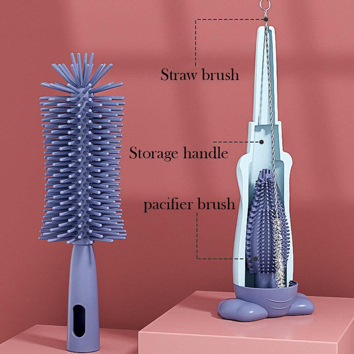 Silicone Bottle Brush Baby Pacifier Brush Straw Brush Rotary Washing Bottle Brush Cleaning Brush Set
