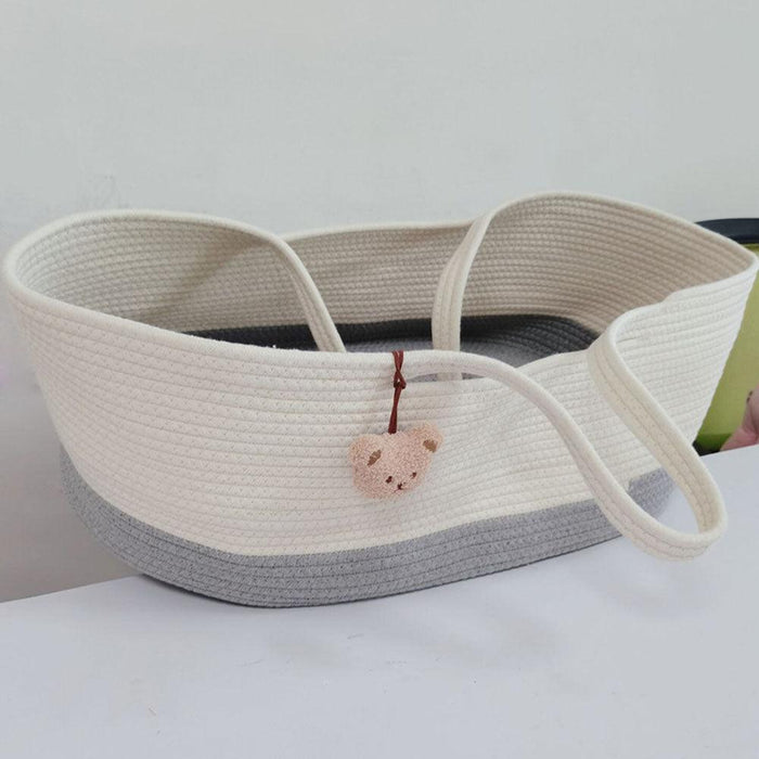 Portable Basket for Baby Cotton Woven Multi-colour Baby Out and about Portable Foldable Sleeping Basket