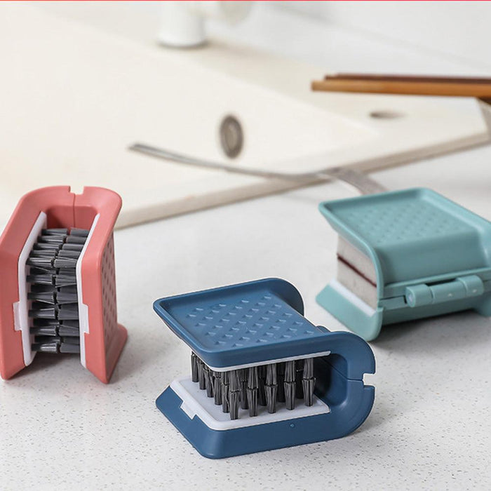 U-shaped Cleaning Brush Kitchen Supplies Foldable Plate Cleaning Sponge Brush Replaceable Brush Head