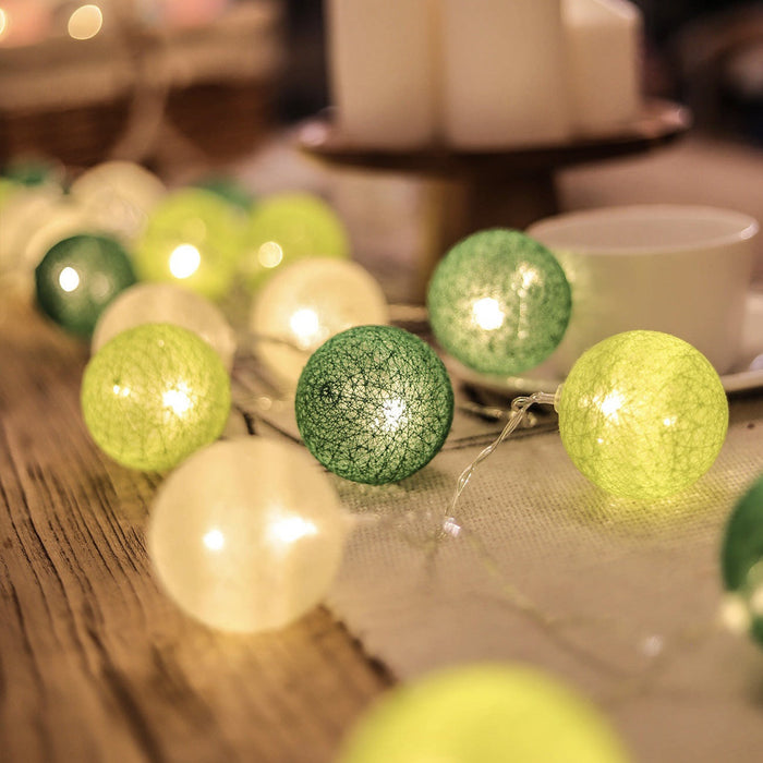 Christmas Cotton Ball Garland String Lights