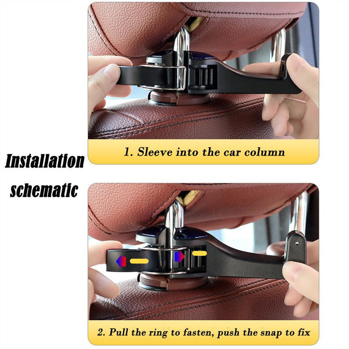 2 Multi-function Car Seat Hooks Car Rear Seat Headrest Mobile Phone Bracket Hooks (CAR44)