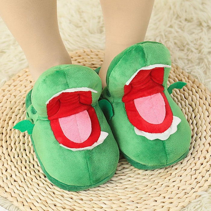 Mouth-opening Crocodile Slippers Plush Toy Slippers For Men and Women Dancing Spoof Dinosaur Cotton Shoes