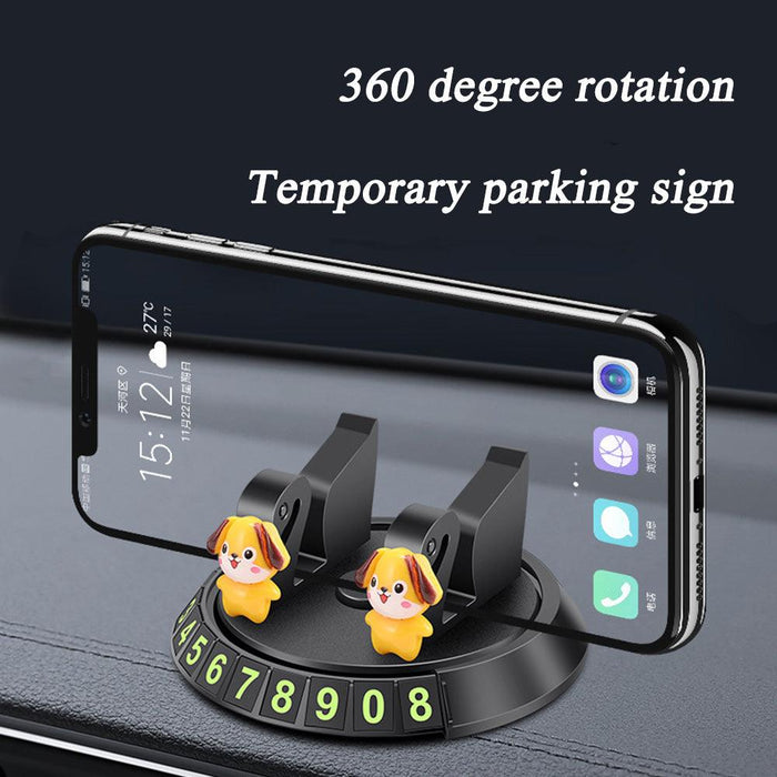 Cute Multifunctional Universal 360 Degree Rotating Phone Holder with Car Temporary Parking Number (CAR109)