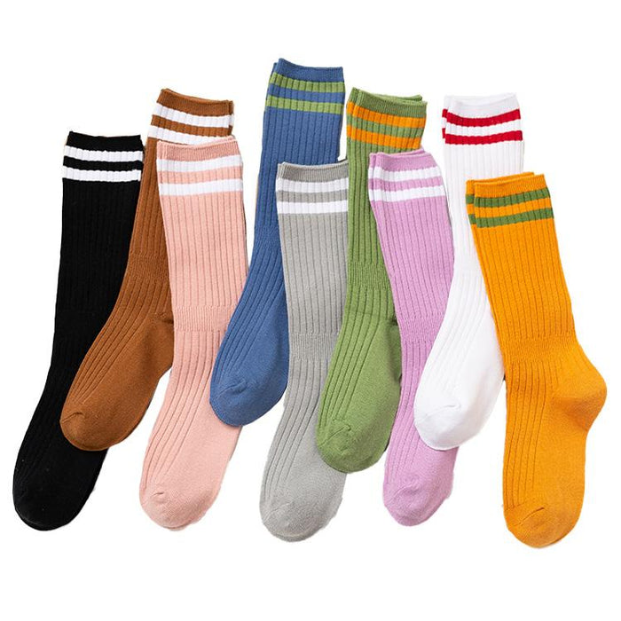 Double Stripes Solid Color Socks