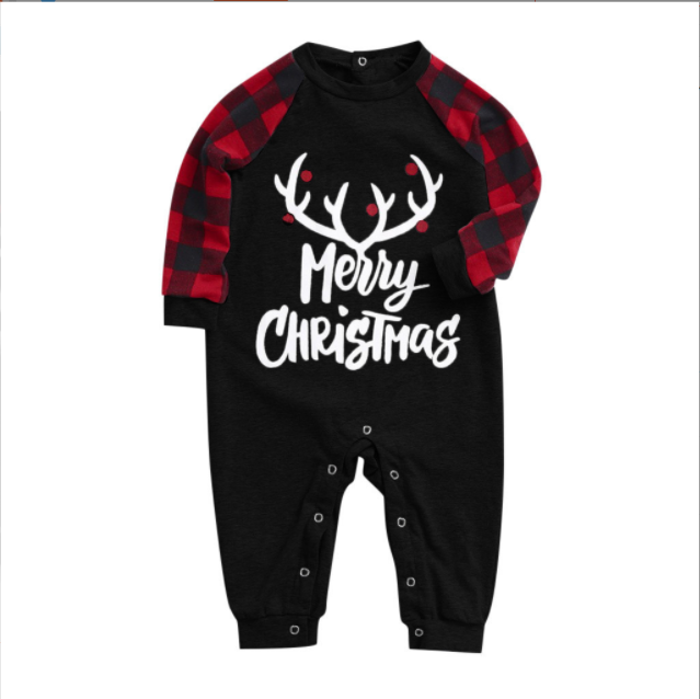 Christmas Alphabet Antlers Printed Parent-child Pajama Set (with Pet Dog Clothes)