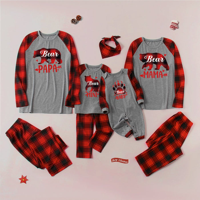 Christmas Check Printed Parent-child Pajama Set (with Pet Dog Clothes)