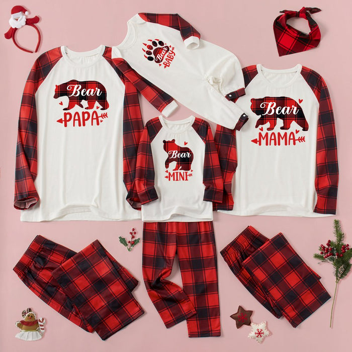 Christmas Check Printed Parent-child Pajama Set (with Pet Dog Clothes) 