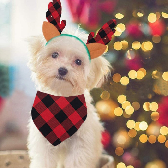 Christmas Check Printed Parent-child Pajama Set (with Pet Dog Clothes) 