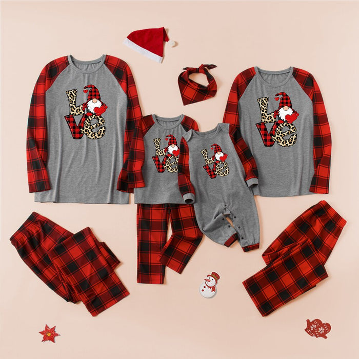 Santa Check Print Parent-child Pajamas Set (with Pet Dog Clothes)