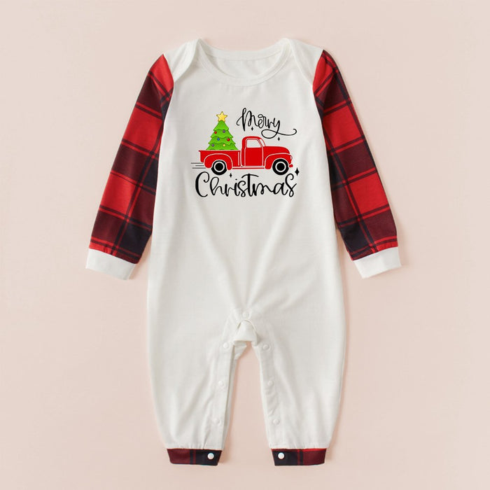 Christmas Tree Car Print Parent-child Pajamas Set (with Pet Dog Clothes)