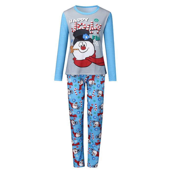 Christmas Snowman Print Parent-child Pajamas Set