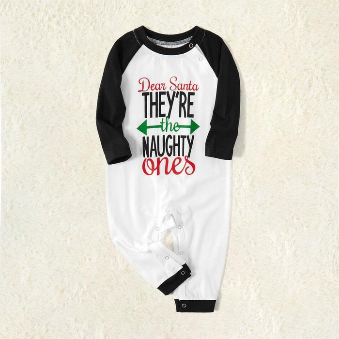 Christmas Letter Contrast Top and Buffalo Plaid Pants Family Matching Pajamas Sets (with Pet Dog Clothes)