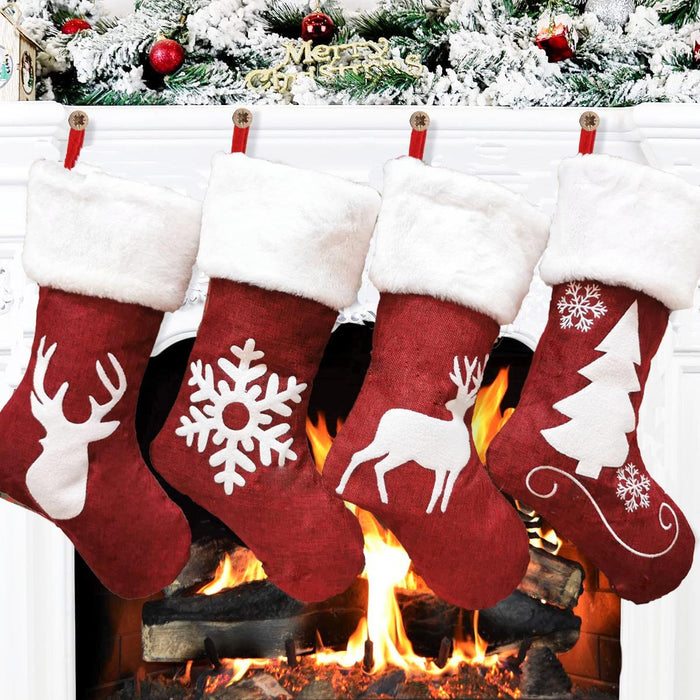 Christmas Decoration Socks Deer Pattern（4PCS）