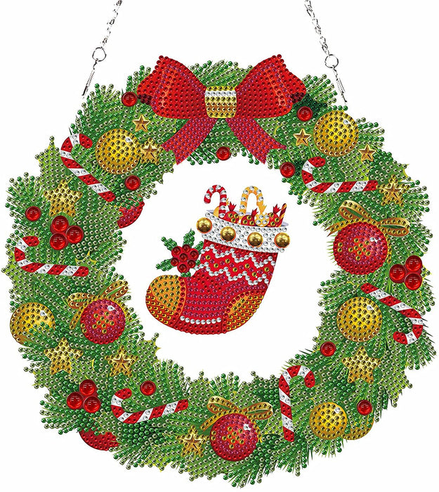 Glow Christmas DIY Diamond Painting-Christmas Garter Wreath