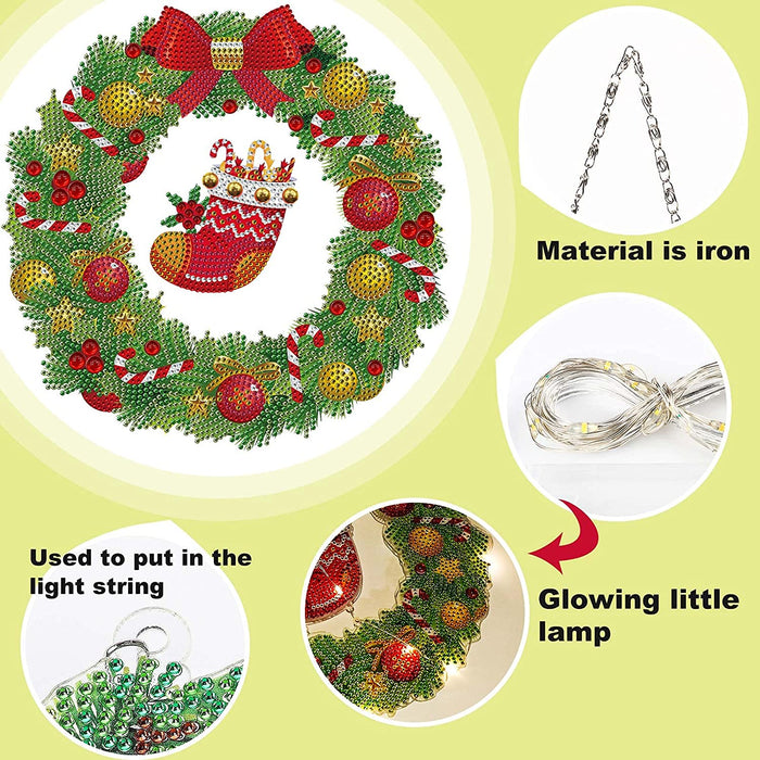 Glow Christmas DIY Diamond Painting-Christmas Garter Wreath
