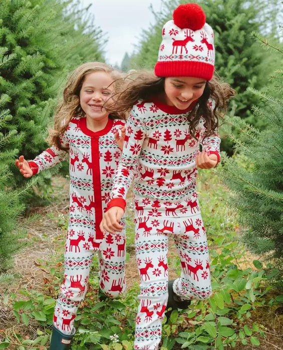 Christmas Reindeer and Snowflake Patterned Family Matching Pajamas Set 