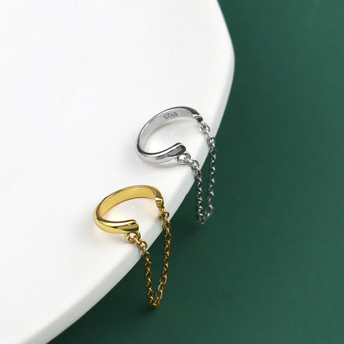 C-shaped Double Chain Earrings