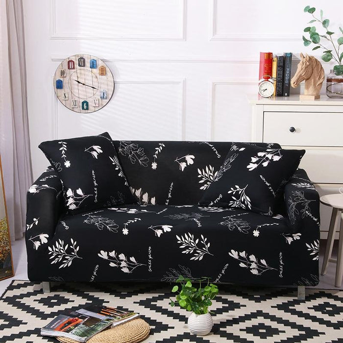 Black Plant Pattern Magic Sofa Cover